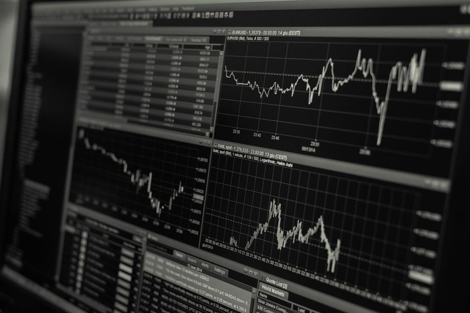 Trading screen showing line charts and market data